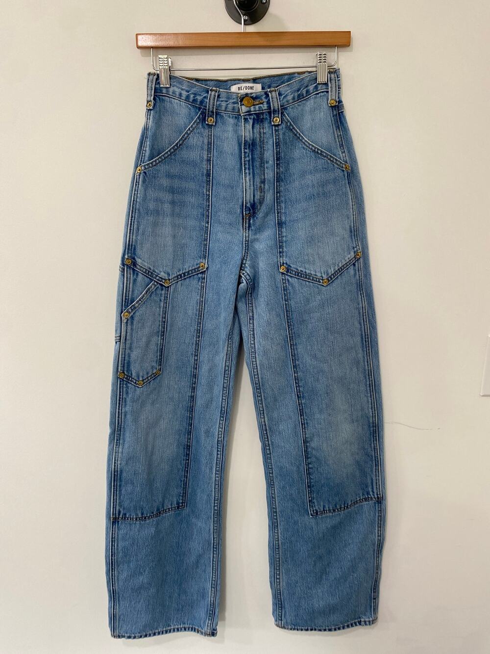 Re/Done Super High Rise Workwear Cargo Jeans Blue Size 24